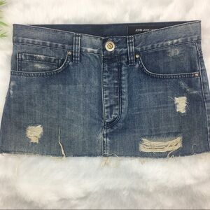 John John Denim distressed jean skirt. Size 40.